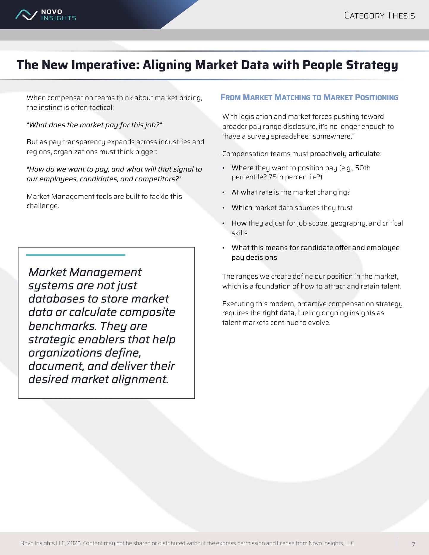 Category Assessment: Market Management